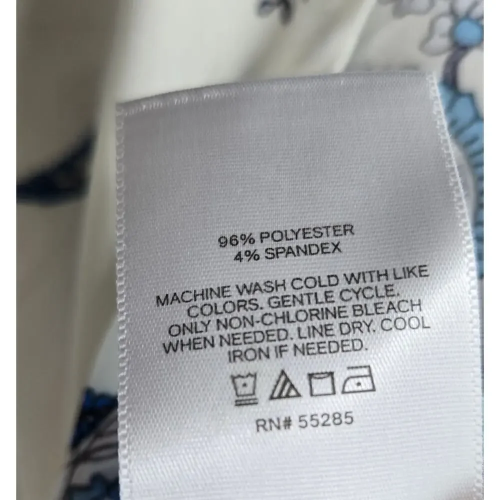 Express Portofino Shirt Womens Large Blue Paisley Striped Oversized Career Satin - Picture 6 of 8